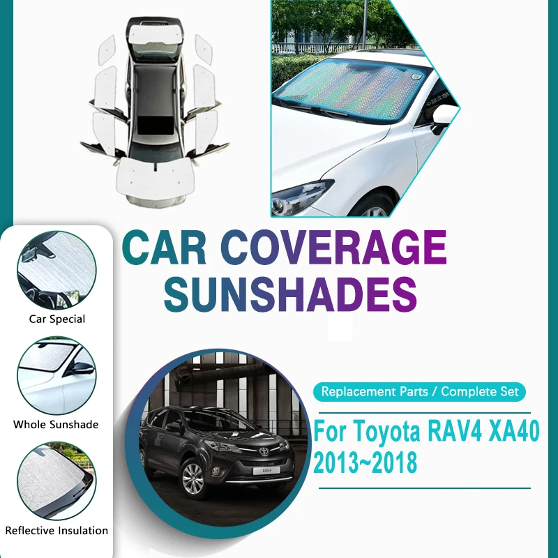 Car Sunshade Coverage Pads For Toyota RAV4 XA40 2013 2014 2015 2016 2017 2018 Sunproof Sunscreen Window Visors Auto Accessories