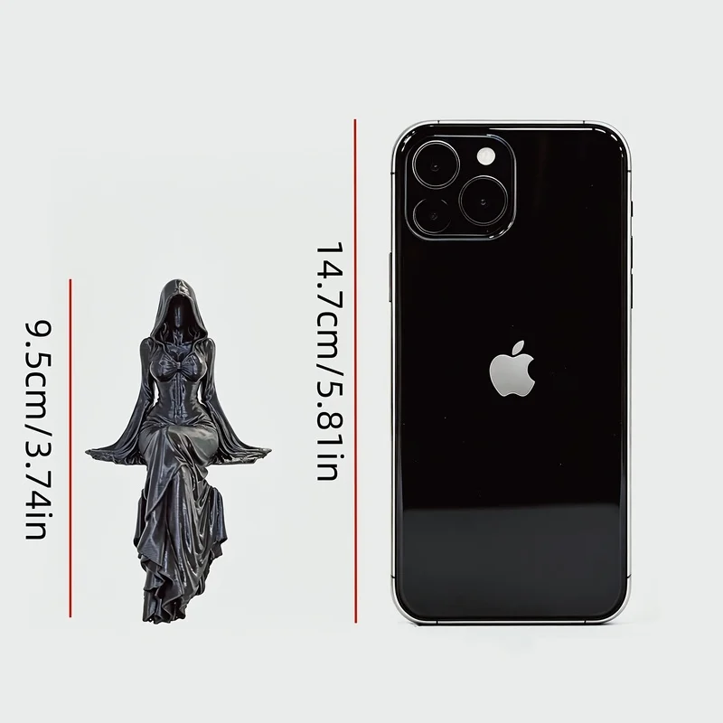 3DPrinted Gothic Faceless Reaper Goddess Figurine,Dark Witch Desktop Decor,Halloween Gothic Ornament,Unique Gift for Men Women