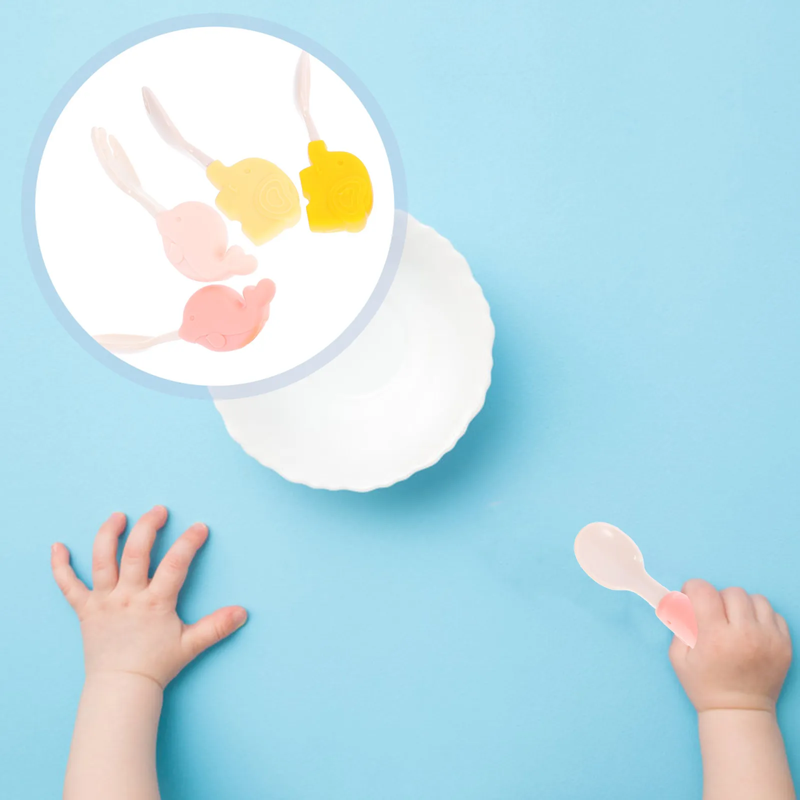 

2Sets Baby Feeding Essentials Toddler Training Fork Spoon Set Safe Comfortable Grip Self-Feeding Baby Tableware for Mealtime