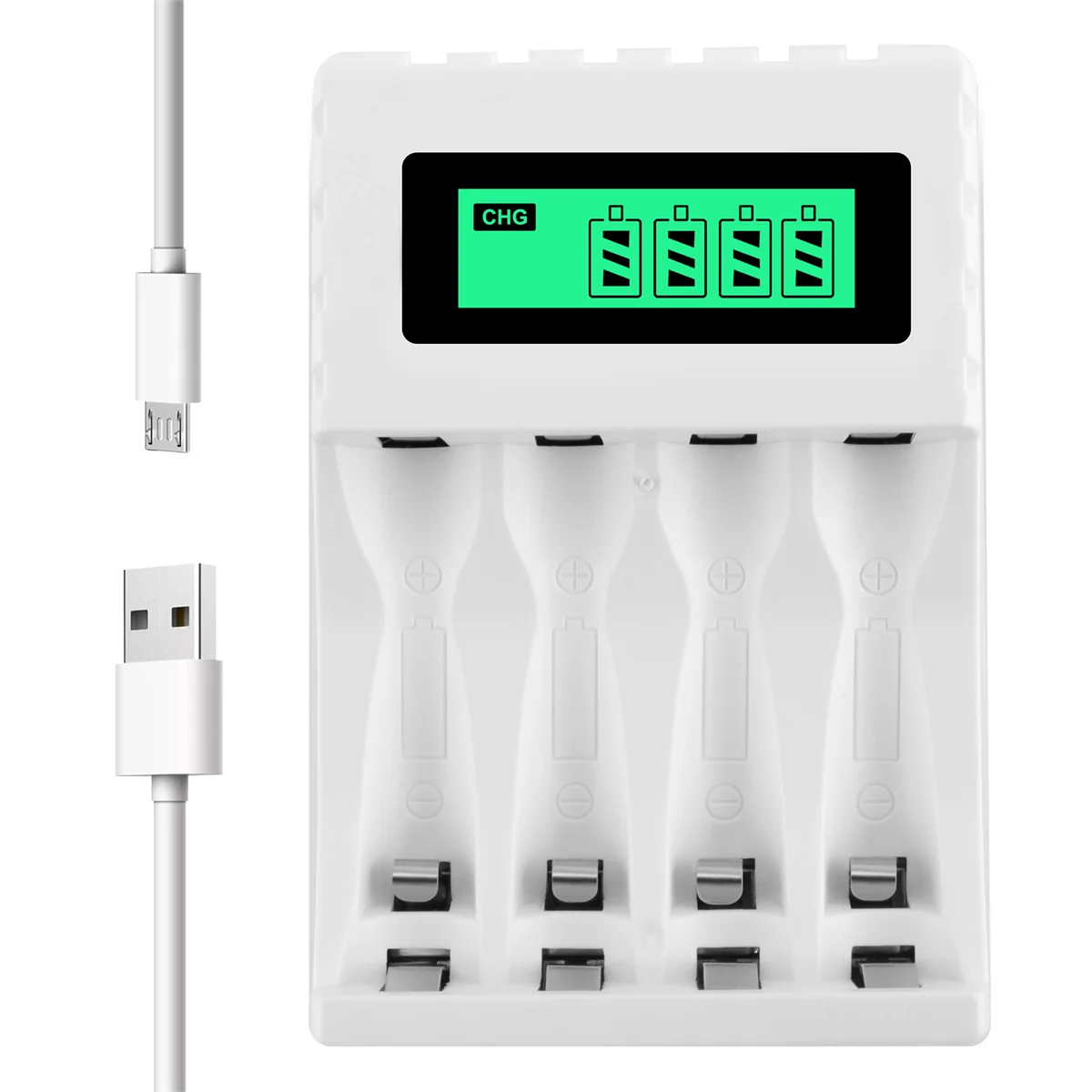 Smart Intelligent LCD Display Battery Charger with 4 Slots for AA/AAA NiCd NiMh Rechargeable Batteries Nimh AA