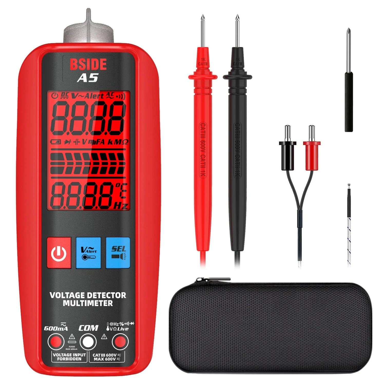 BSIDE A1 Slimme digitale multimeter Elektrische tester Zakspanningstester 3 soorten display Automatisch bereik Contactloze spanningsdetectie