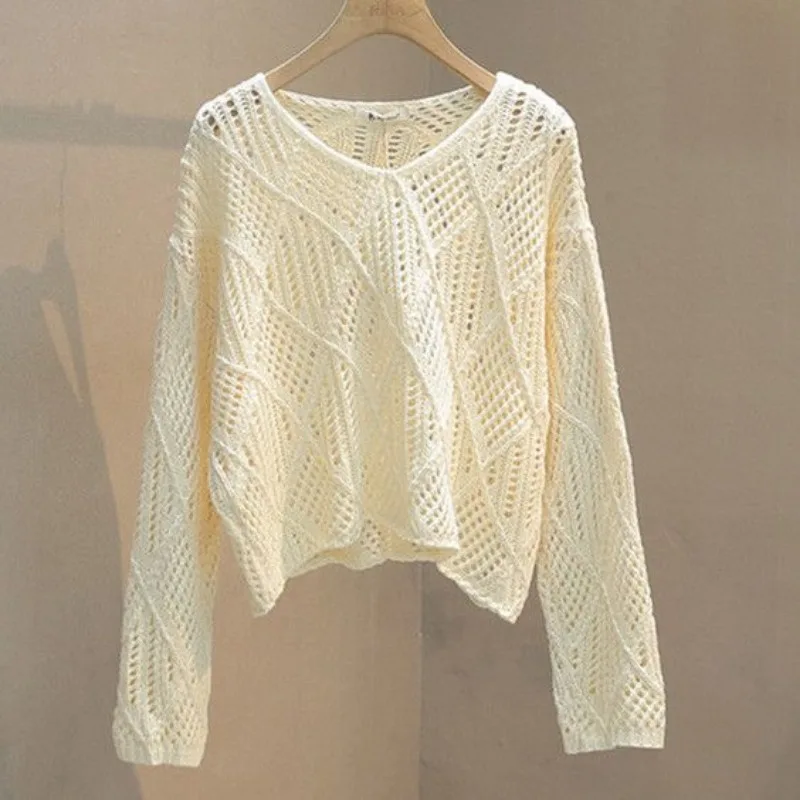 

Пуловеры женские вязаные, стильные, однотонные, простые, с длинными рукавами, женские, в корейском стиле, мягкие, темпераментные, универсальные свитера Mujer