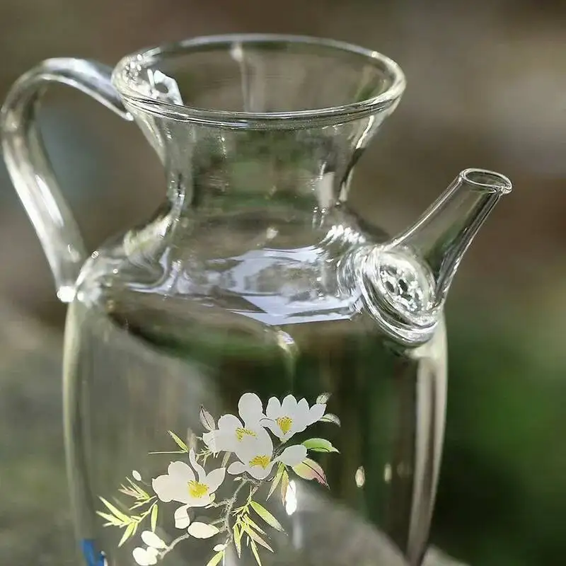 Wuyintang high Borosilicate Heat Resistant Glass Brewing Tea Handmade Imitation Song Dynasty Style Small Hand Held Teapot