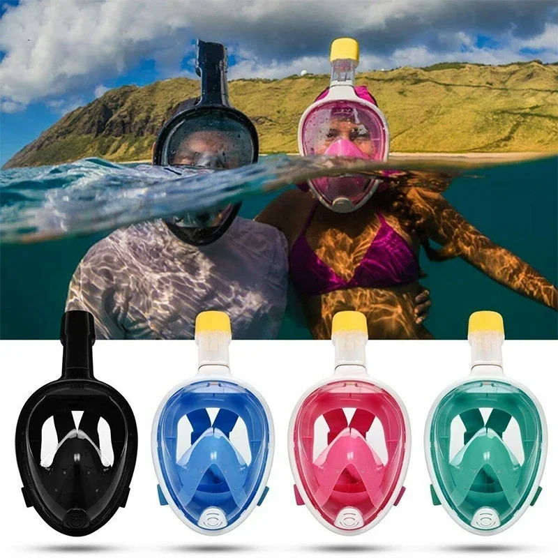 Adult Children Foldable Detachable Silicone Antifog for Swimming Goggles Full Face Snorkeling Mask mascara Scuba Diving Tools