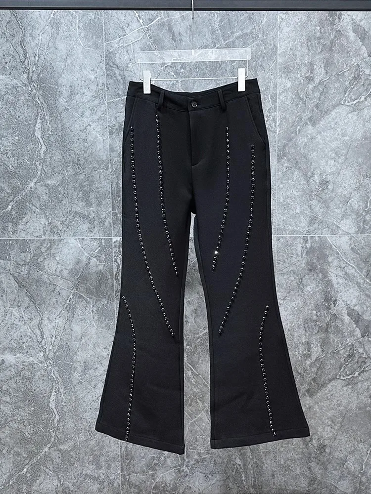 

Owen Seak Мужские брюки-клеш Спортивные штаны-карго Повседневные осенние черные дизайнерские роскошные длинные брюки