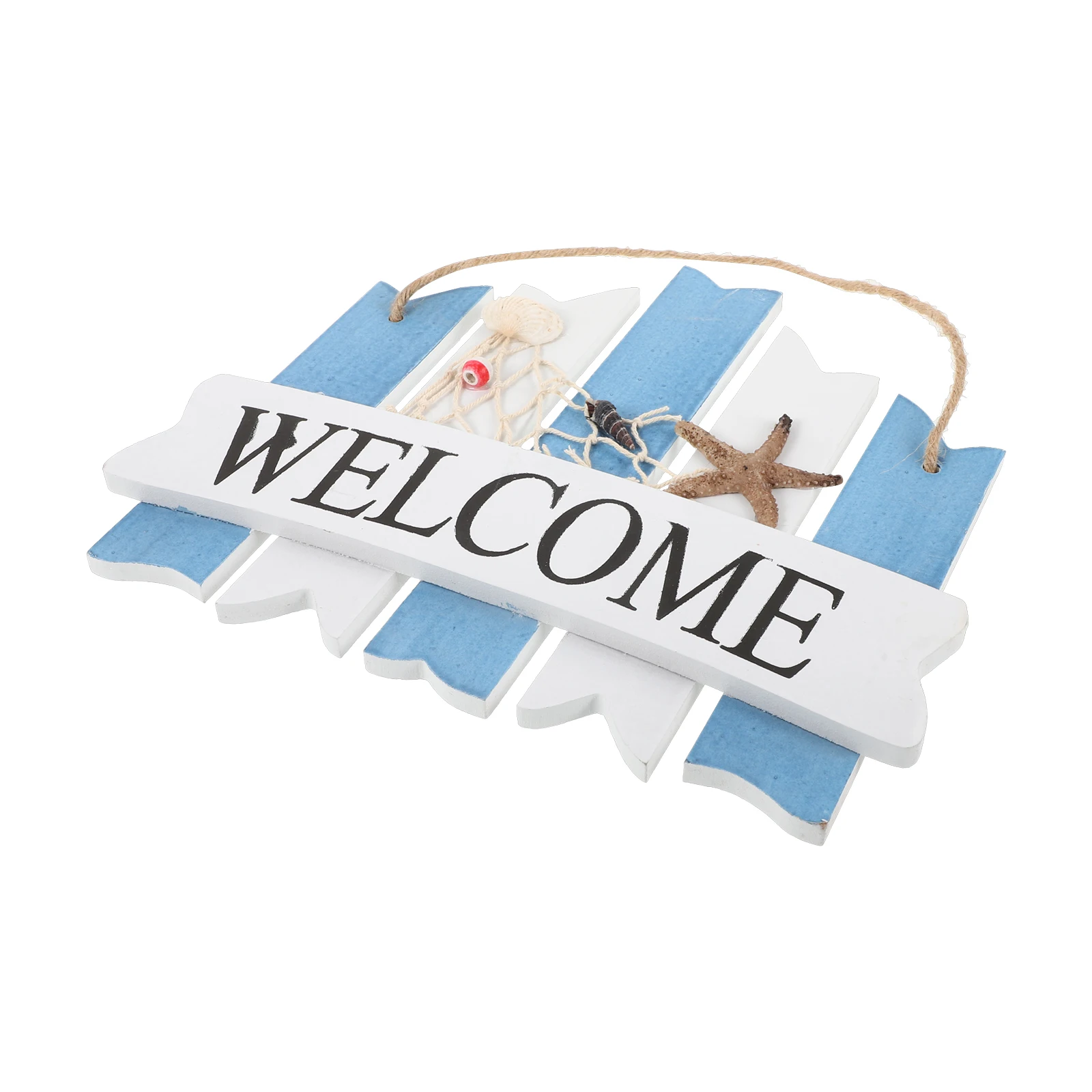 

Wooden Welcome Sign Mediterranean Style Home Decor Hanging Plaque Wall Seaside Theme Cafe nament Farmhouse Door Sign