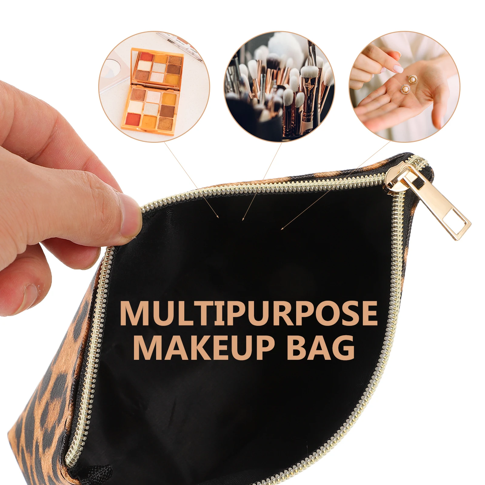 

Leopard Pattern Makeup Bag Travel Toiletry Pouch Zipper Storage Women Portable Organizer Camp Gym Business Gift