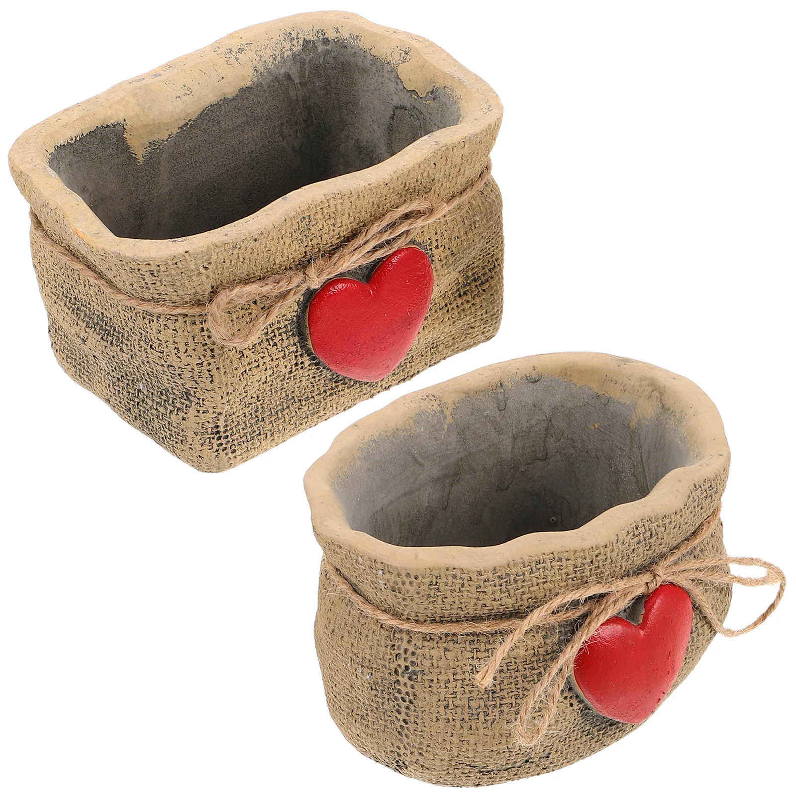 

2pcs Small Flower Pot Decoration Creative Fake Plants Desk Office Tabletop Succulent Wraps Cement Pots