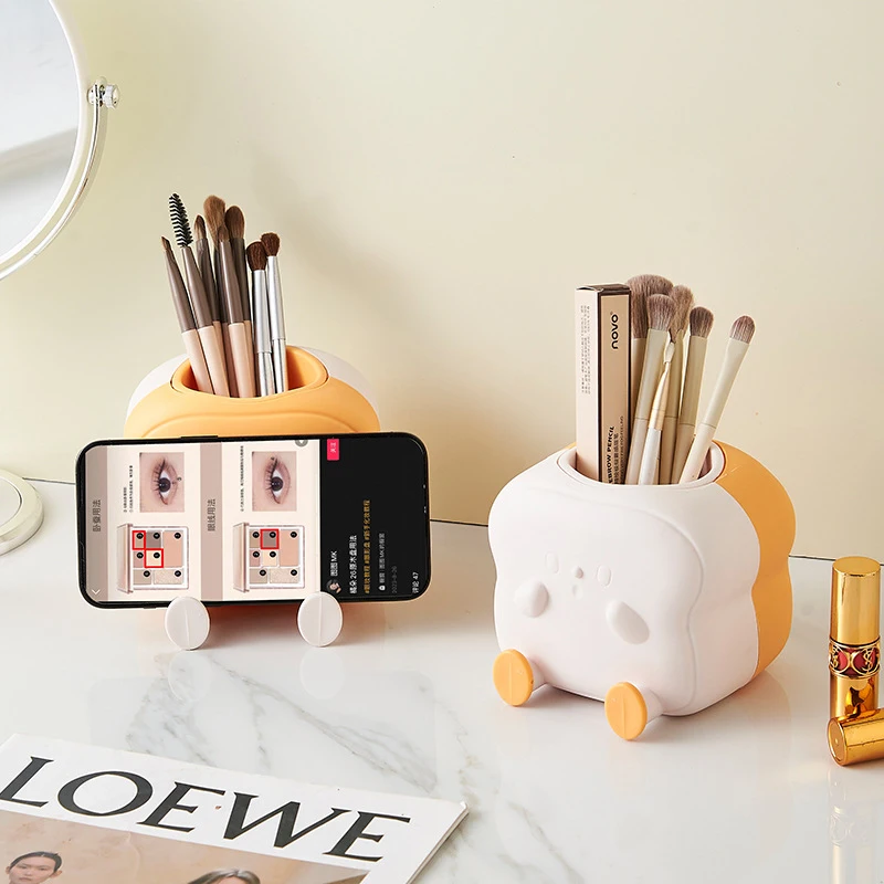 1PCS Mini Toast Pen Holder Multifunctional Storage Rack Toothbrush Holder Desktop Rack Table Home Decoration Student Gift