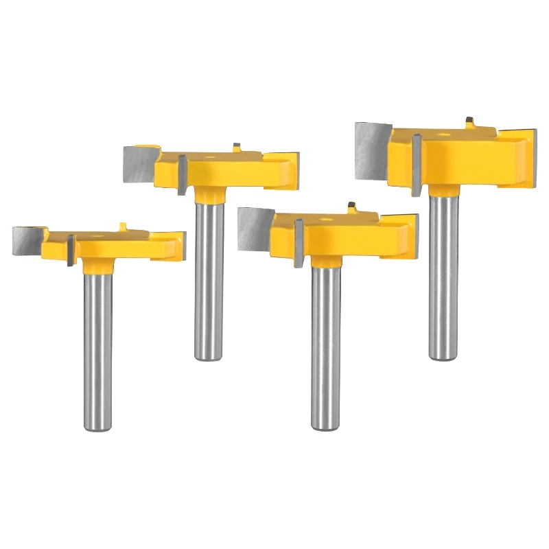1Pcs 1/4 "Shank 4 Rand T Type Steken Cutter Router Bit Voor Hout Frees Houtbewerking Tool