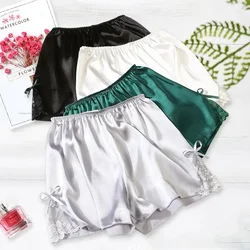 Silk Satin Lace Women Underwear Safety Short Pants Summer Sexy Thin Loose Knicker Panties Under Skirt Shorts Boxer Brief Shorty