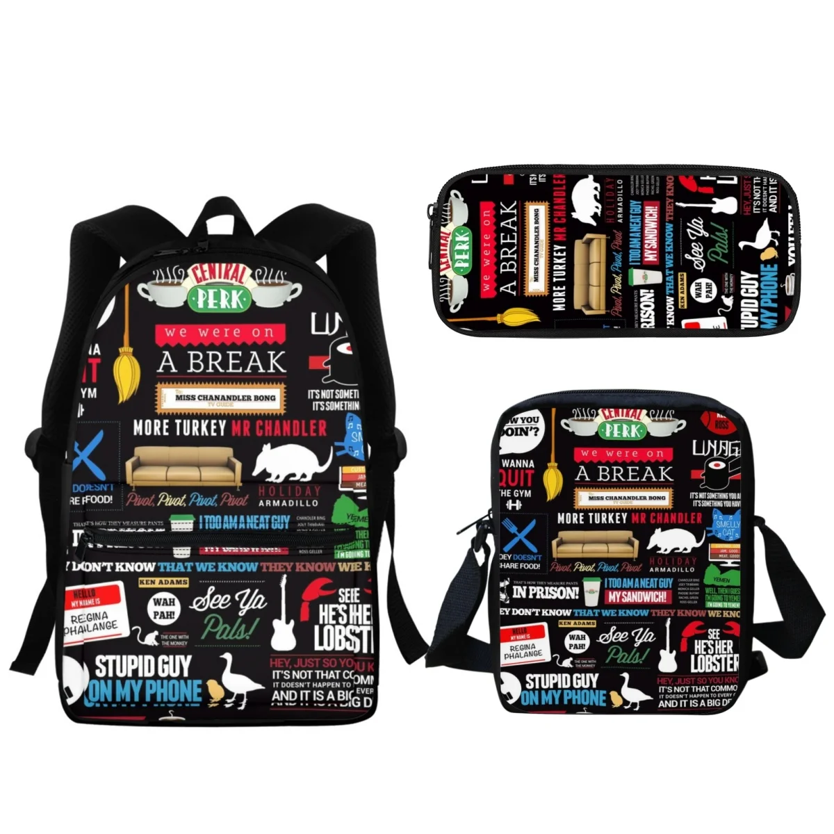 

Friend TV Show Design Fashion Student Backpack Large Capacity Zipper School Bags Boys Girls Lunch Satchel Bags Learning Tools