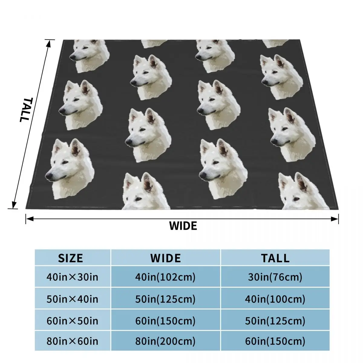 White Swiss Shepherd Stunning White Dog Throw Blanket Fluffy Blankets Large furry