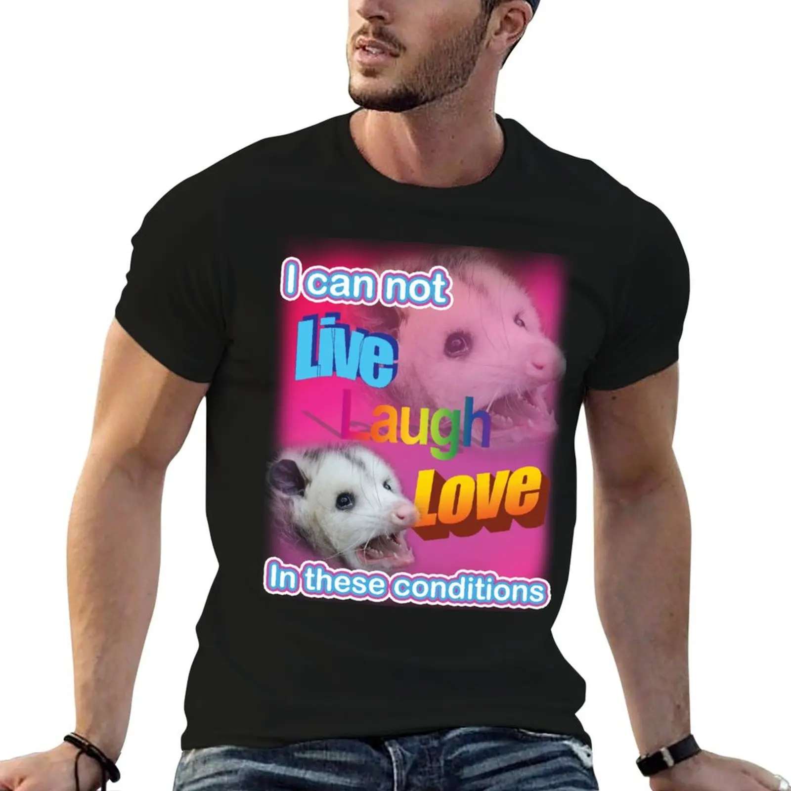 No puedo vivir, reír ni amar en estas condiciones, camiseta gráfica para hombre, camiseta para hombre, camiseta 100 por ciento algodón