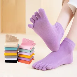 Hot Sale! Women Toe Socks with Separate Fingers Summer Solid Color Cotton Five Finger Socks Women Low Cut Ankle Socks Yoga Sport