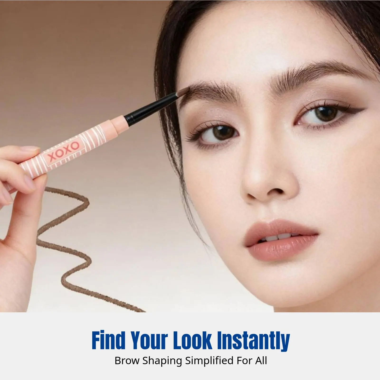 Double-ended brow definer, shaped tip, long-lasting, water-resistant, smudge-proof, natural finish, bold eyebrow outline view 3