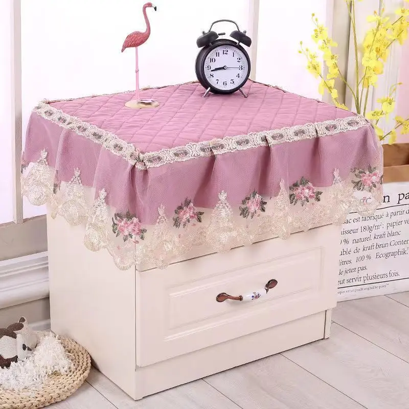 All-Purpose Covers Bedroom Bedside Cupboard Non-slip Dust-proof Floral Lace Luxury Nordic Small Table Cloth Furniture Home Decor