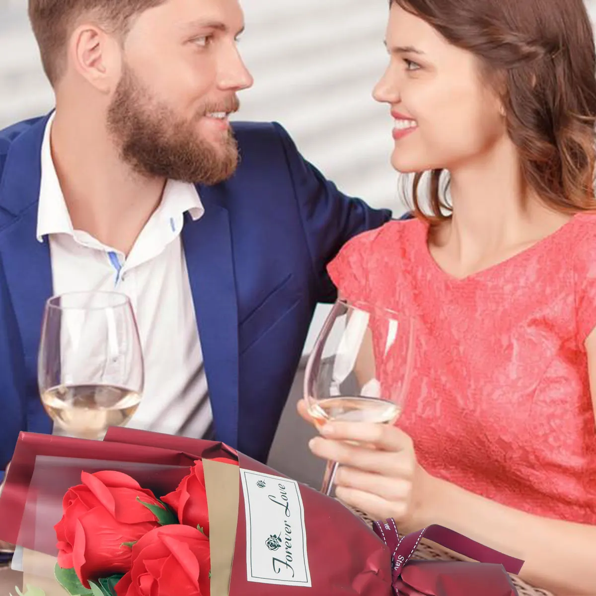 

Rose Bouquet Gift Box Garland Artificial Fake Creative Preserved Flower Soap Flowers Decor Dried Romantic Mother