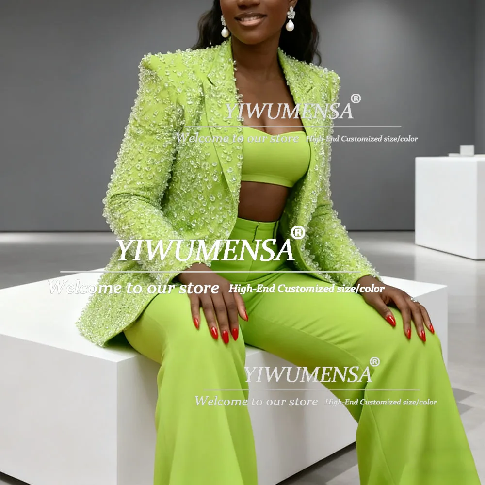 الرائعة الماس مطرز الدعاوى النساء 2 قطعة مجموعات واحدة الصدر حفلة موسيقية الحلل لحفل زفاف الاستقبال البدلات الرسمية حسب الطلب