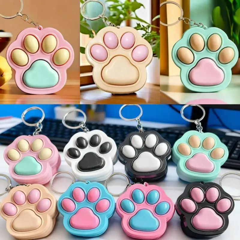 Kreativer Fingertip-Katzenpfoten-Knopfanhänger, Cartoon-Schlüsselring, Katzenpfoten-Schlüsselanhänger, Kawaii-Katzenpfoten-Tastatur-Taschenanhänger, Dekoration – Detail 4
