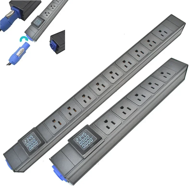 PDU power board network cabinet rack Schuko 1-10AC American socket aviation plug with ammeter wireless socket