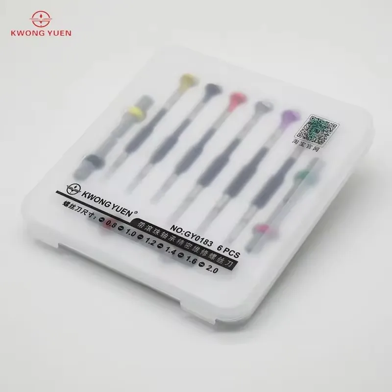 Kwong YUEN Stainless Steel 6PCS Screwdriver Set With Ball Bearing Screwdriver with Spare Blades Watch Repair Tool Kit