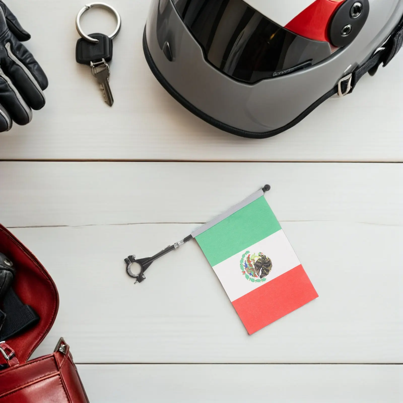 4Pcs Bicycle Safety Flag Mexican Bike Handlebar Flag Pole Mexico National Color Decoration Outdoor Cycling Dirt Bike Flags