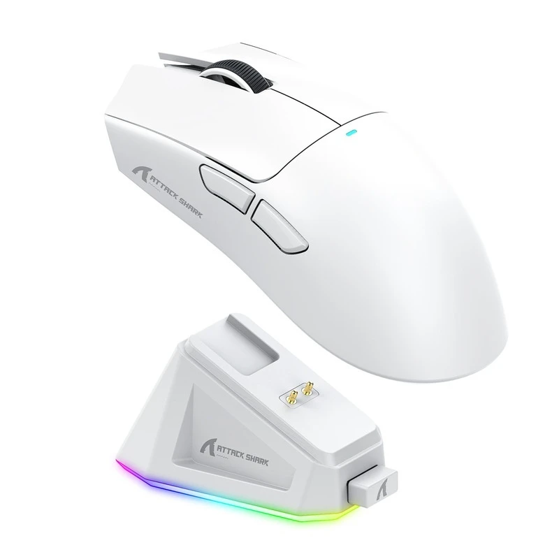 Imagem -05 - Attack Shark X11 Mouse Leve Pwa3311 com Fio sem Fio Bluetooth com Base de Carregamento Rgb Jogo Esports Venda Quente Mouse Ergonômico