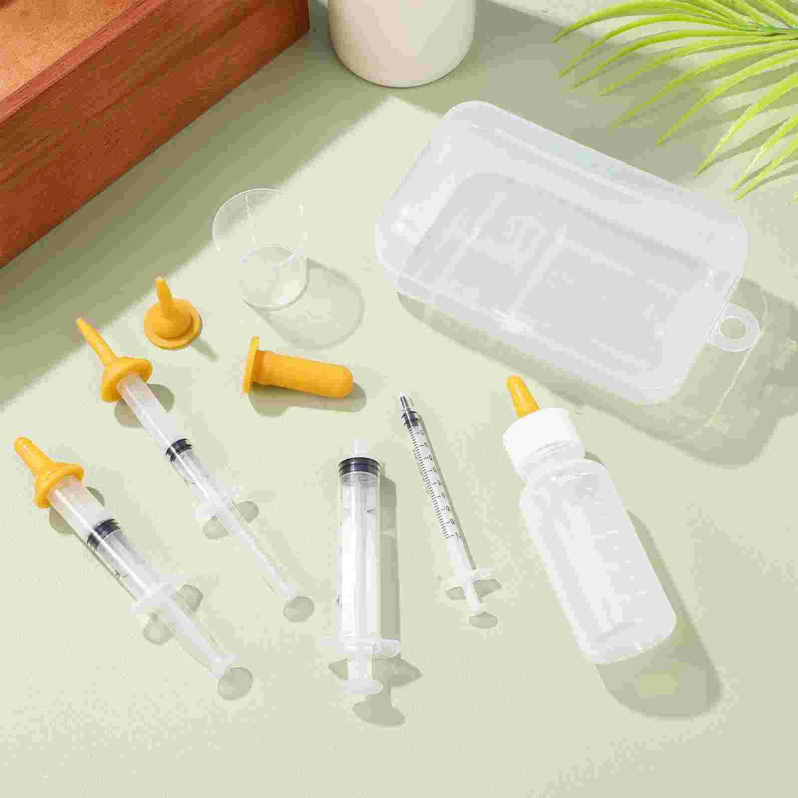 Syringe Type Cat Feeding Kit Kitten Nipples For Nursing Bottle Puppy Pacifier Silica Gel Bottles Milk