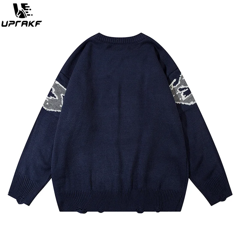 UPRAKF Sweater Autumn Loose Knitted Jumper Winter Fashion Streetwear Trendy Oversize Pullover Tops Warm