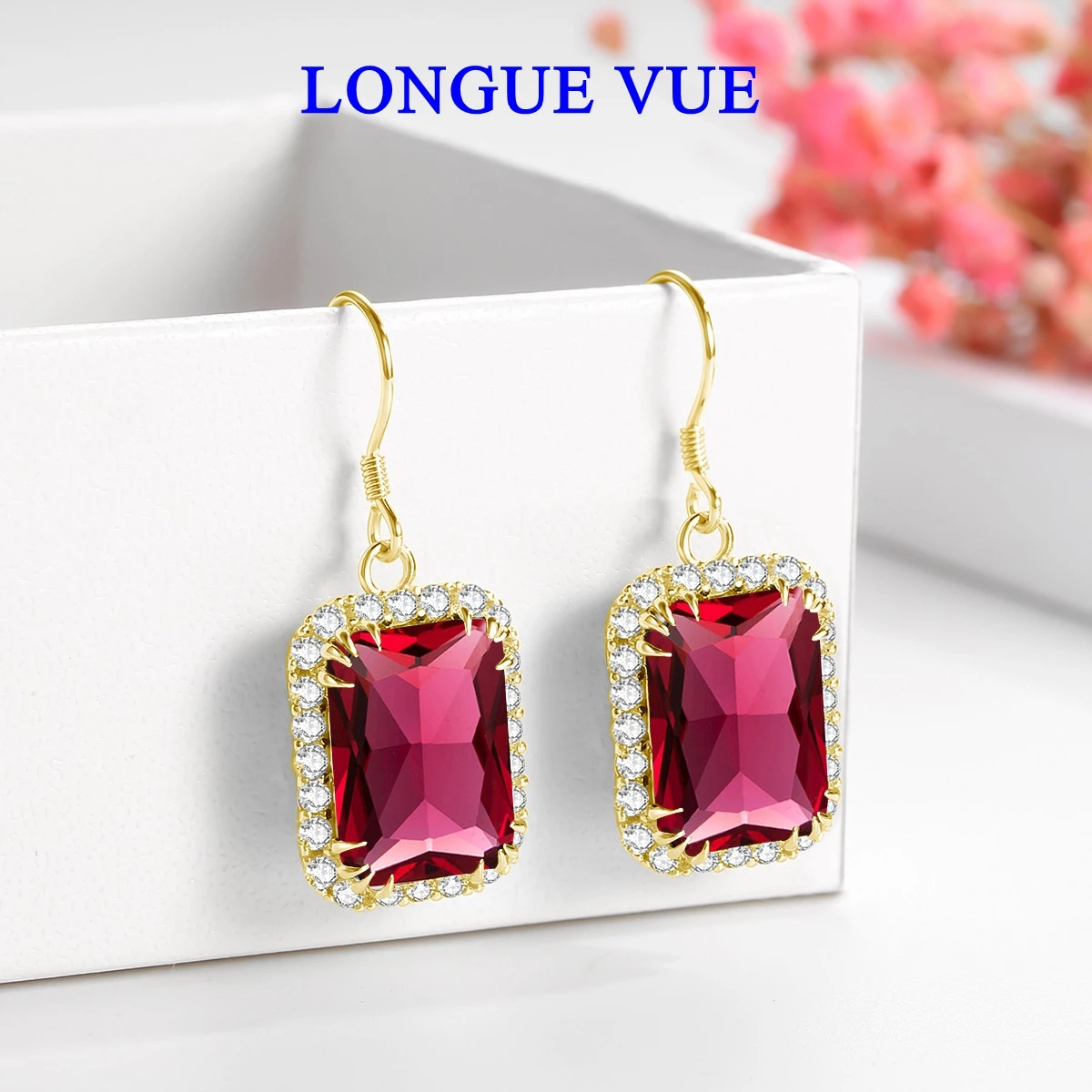 

Свадебные серьги-крючки из 14-каратного золота с рубинами, роскошные стразы, украшения для ушей, висячие серьги, свадебные украшения для помолвки