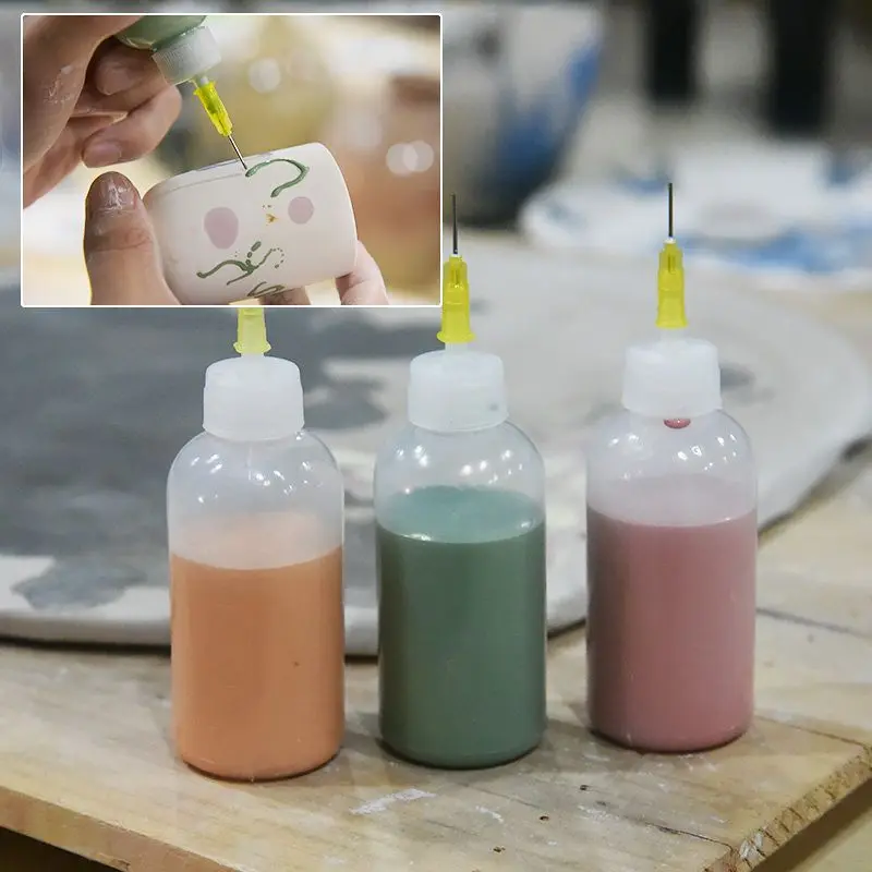 50ml Plastic Transparent Squeezing Mud Bottle Pottery Tool Glazing Texture Making Mandala Dot Point Line DIY Craft Accessories