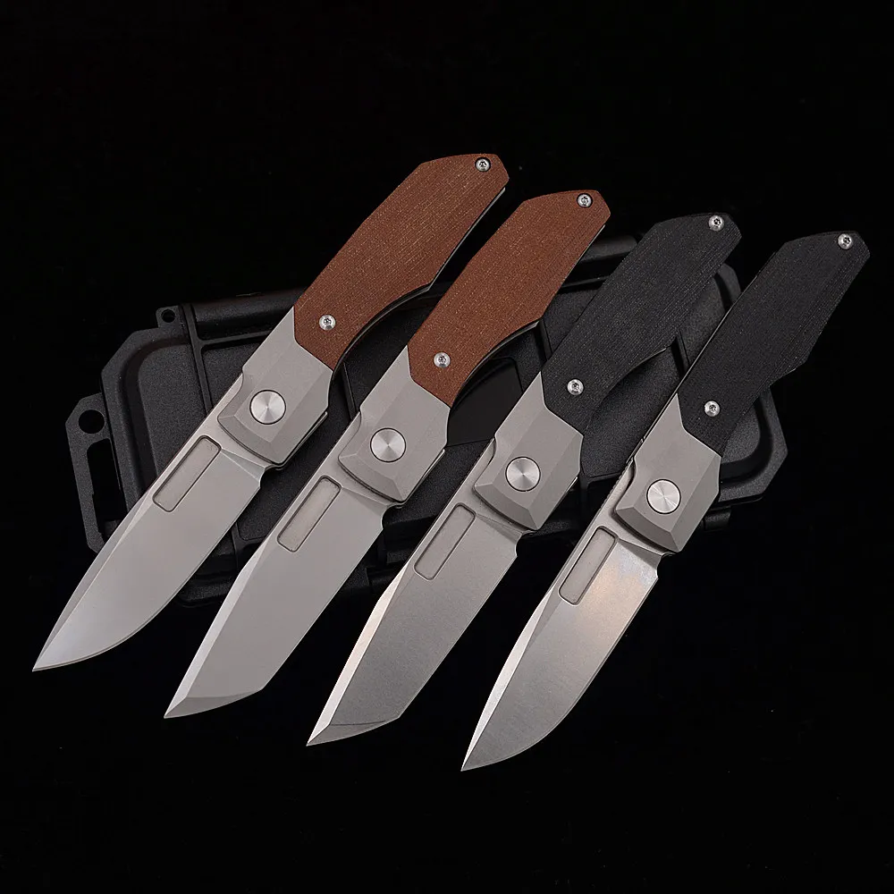 JUFULE 100% M390 Blade Mini Vero Synapse Flipper Titanium Micarta Handle Hunting Tactical Camping EDC Tool Pocket Folding Knife