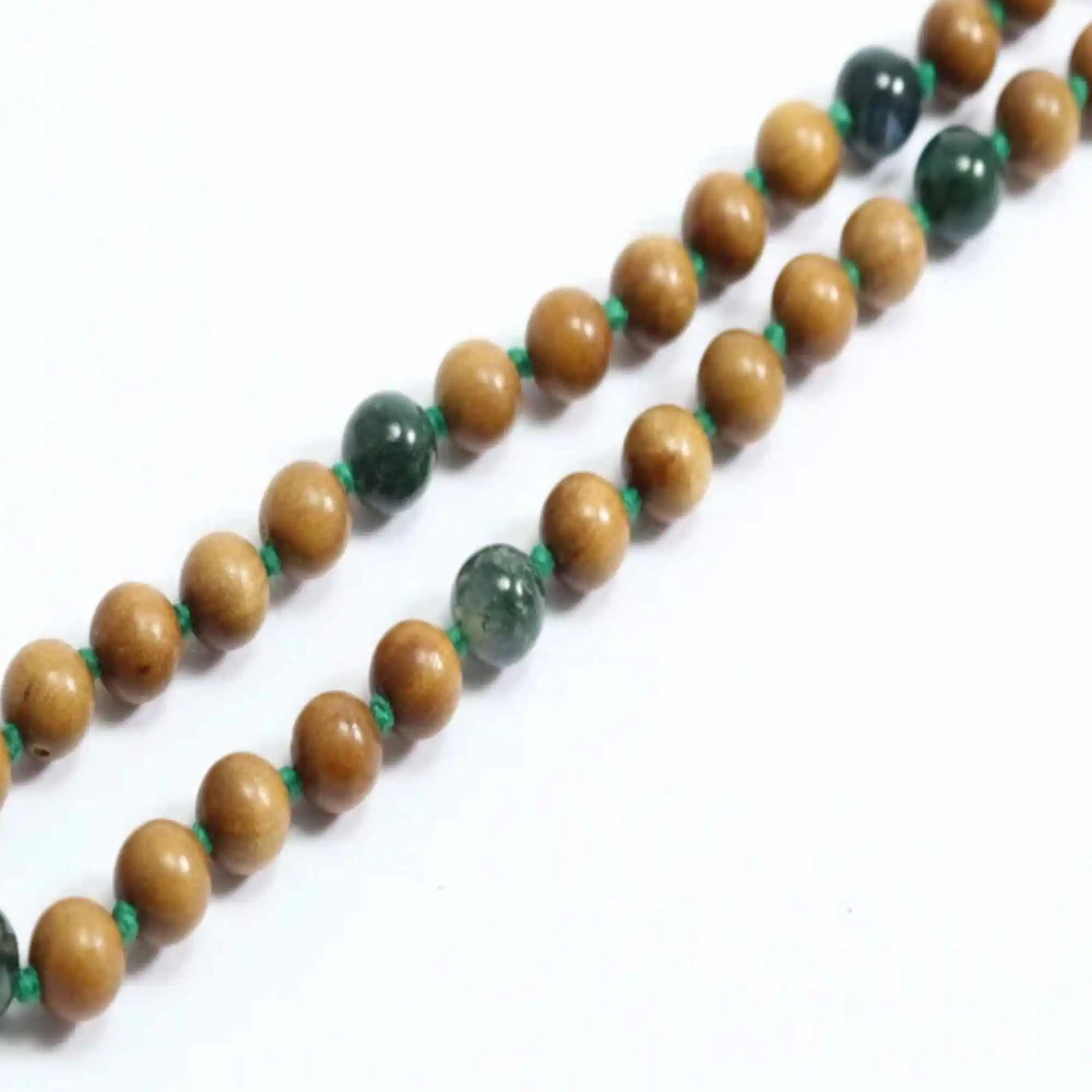 8mm Natural knot Moss agate sandalwood gemstone beads necklace Gemstone Beads Fashion Nirvana Women Tranquility Trendy Yoga