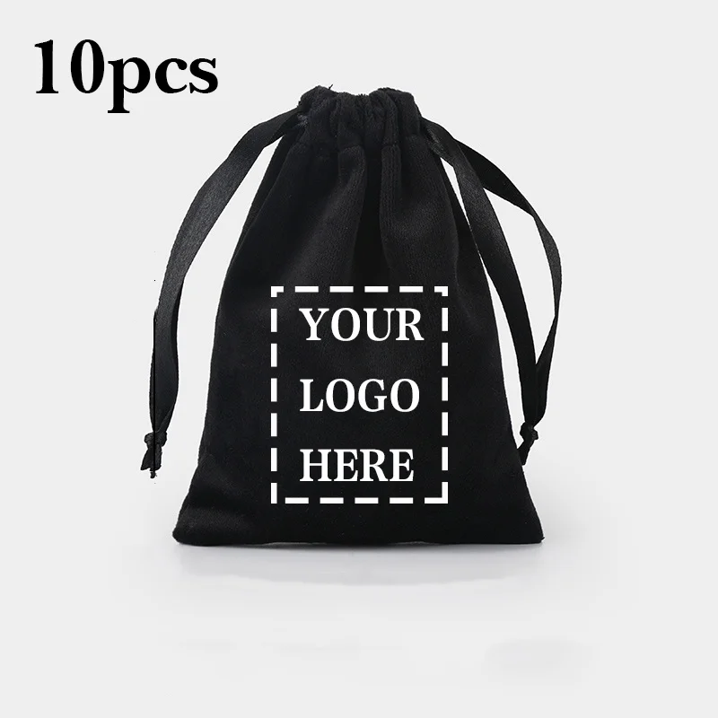 Lote de 10 Bolsas de Terciopelo Personalizadas con Cordón, Bolsas Suaves para Guardar Objetos con Logotipo Personalizado, Bolsas Reutilizables para Regalos de Navidad y Joyería