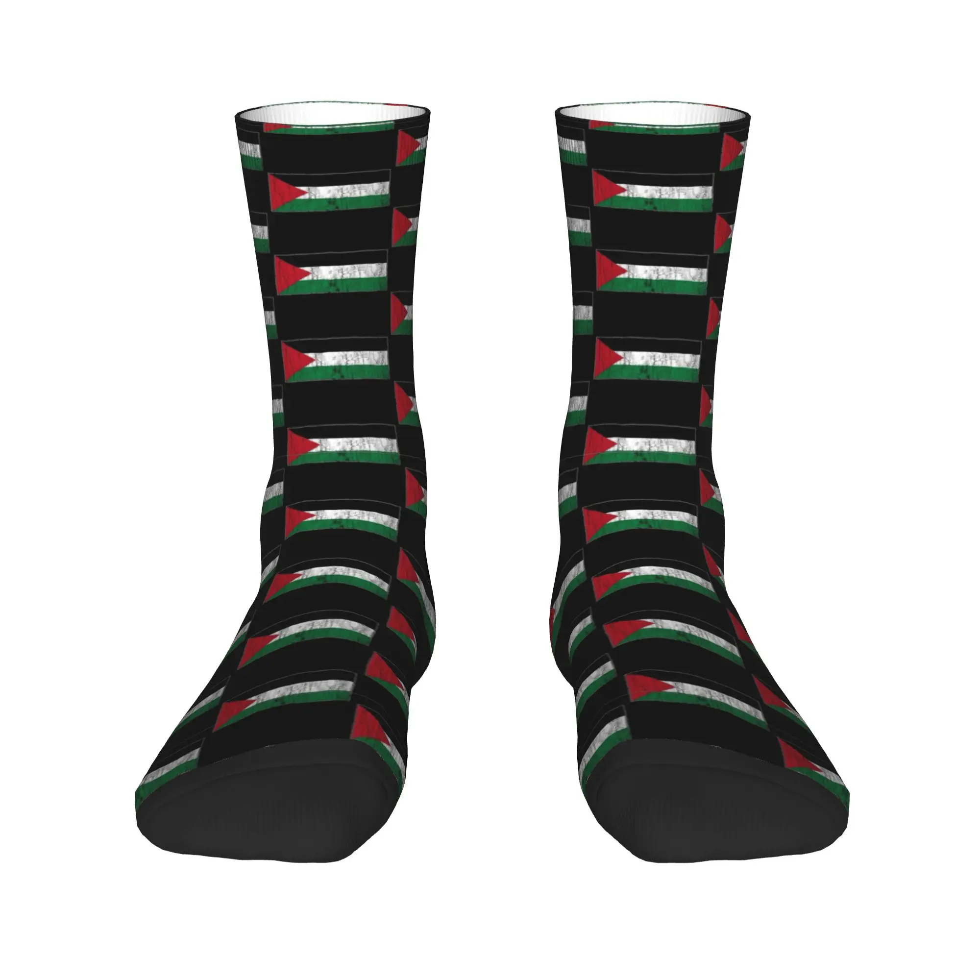 Palestine Flag Distressed Stockings  Graphic Funny Socks Winter Anti Skid Socks Women Men Climbing Medium Soft Socks