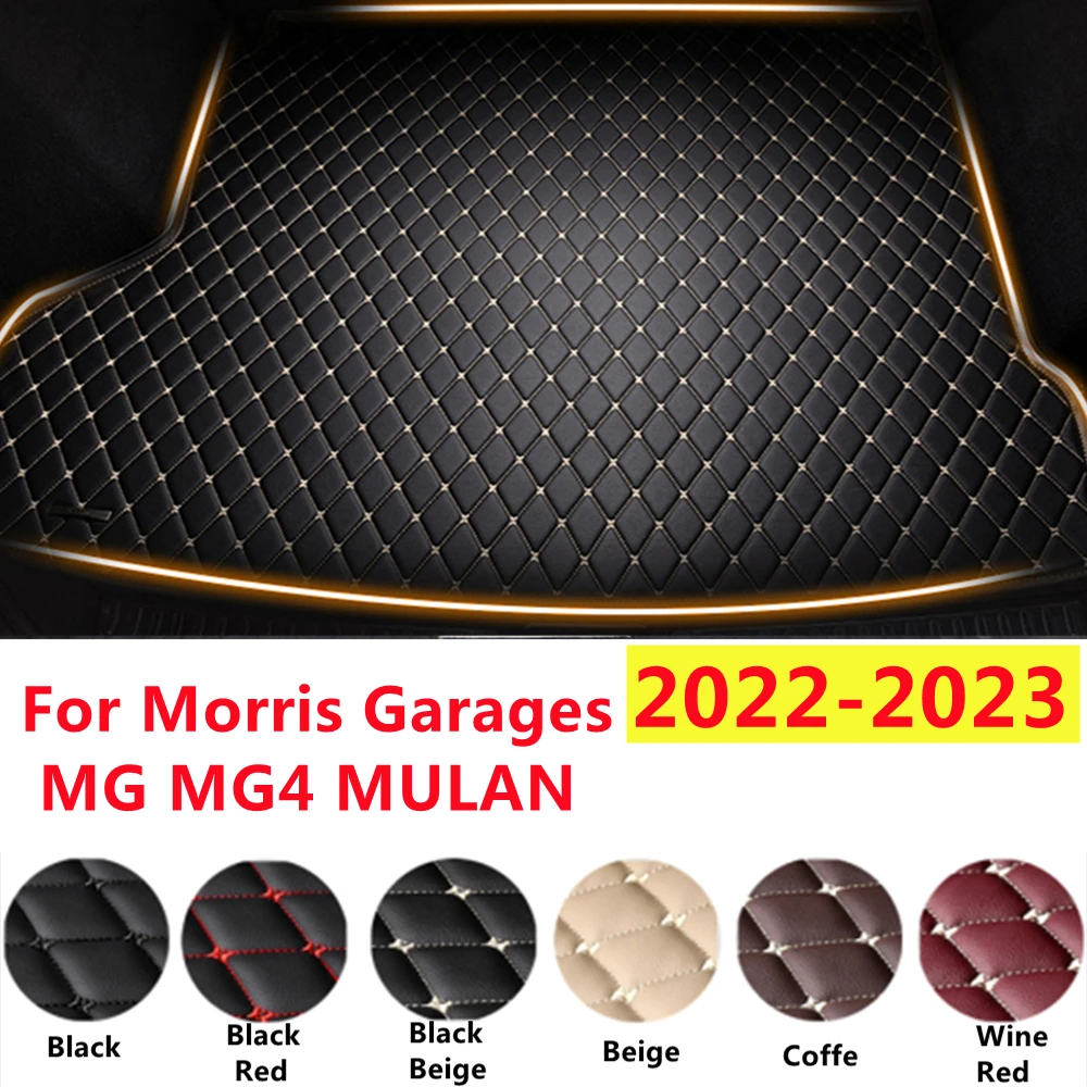 SJ XPE Leather Car Trunk Mats Fit For Morris Garages MG MG4 EV MULAN 2023 2022 Waterproof Cargo Liner Boot Carpets Accessories