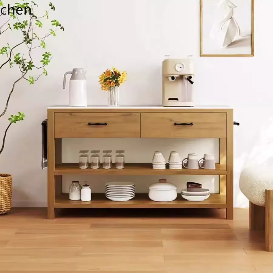 PYH Sideboard Cabinet for Home Kitchen Storage, Personalized Cooking Table with Marble Top, and Prep Table