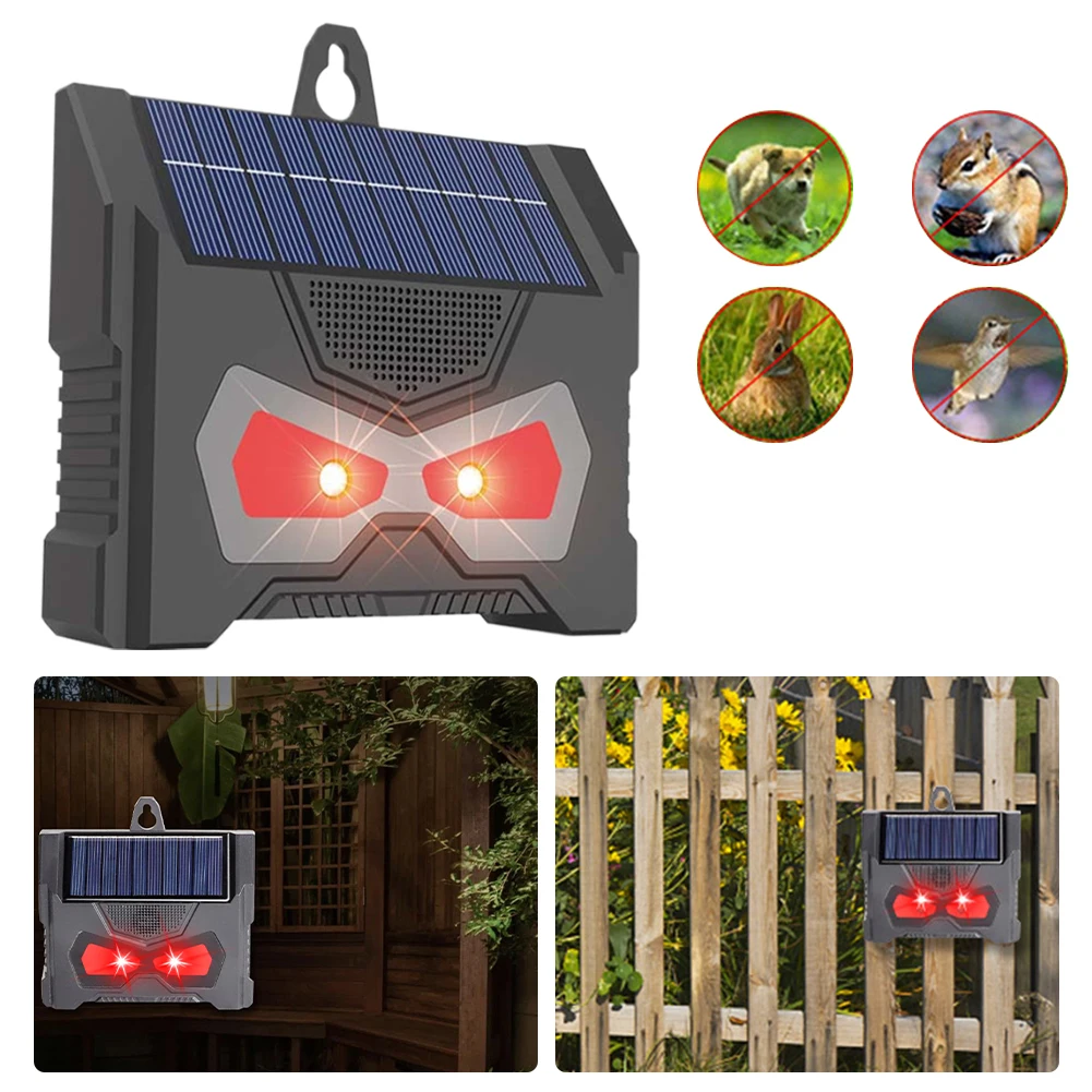 Ultrasonic Solar Animal Repeller Cat Repellent Outdoor with LED Flashing Light Deer Dog Squirrel Skunk Cat Repellent Devices