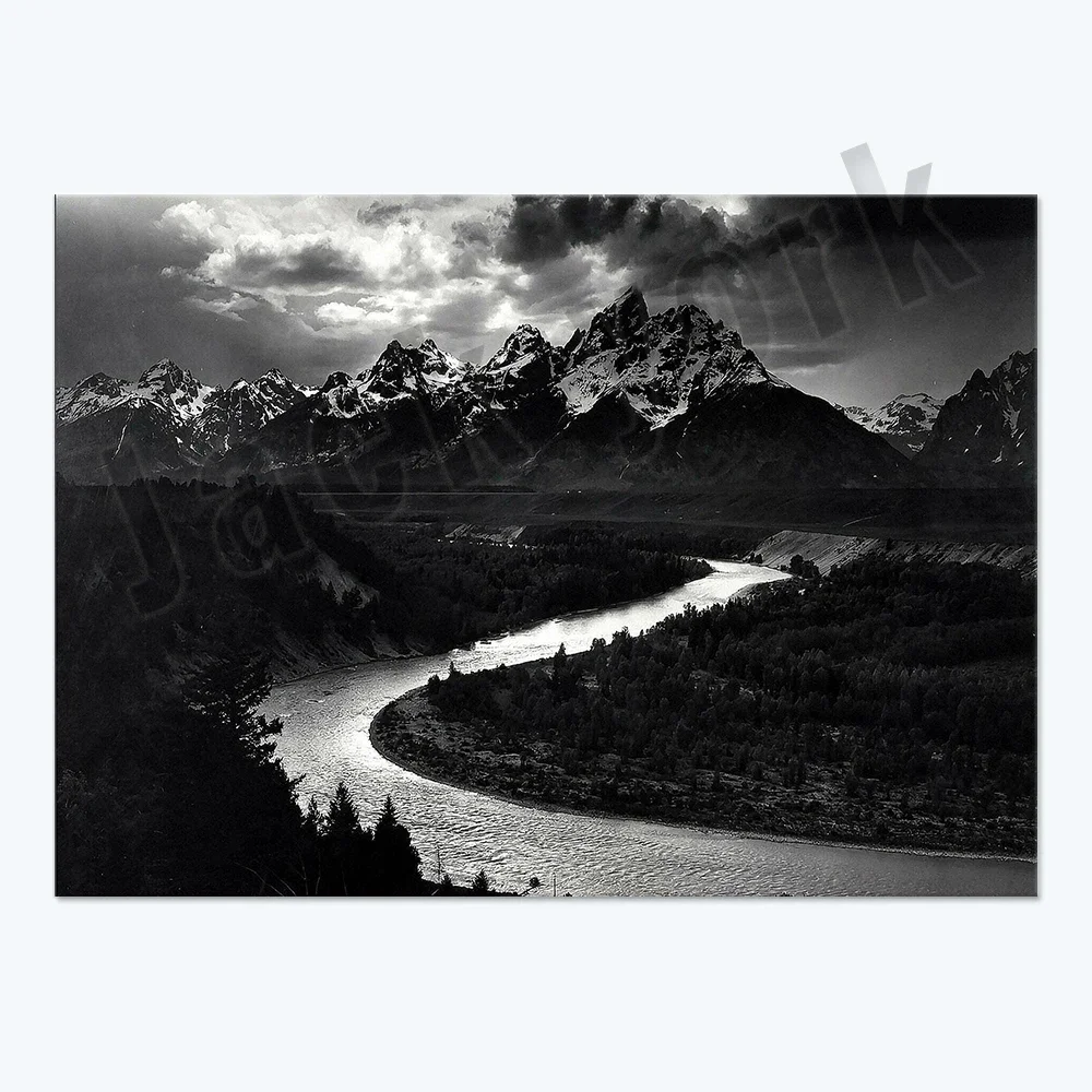 Ansel Adams Lithograph, Teton and Snake Rivers, Dogwood Flowers, Ansel Adams Half Dome, Mountains, Oak Street Landscape Poster,