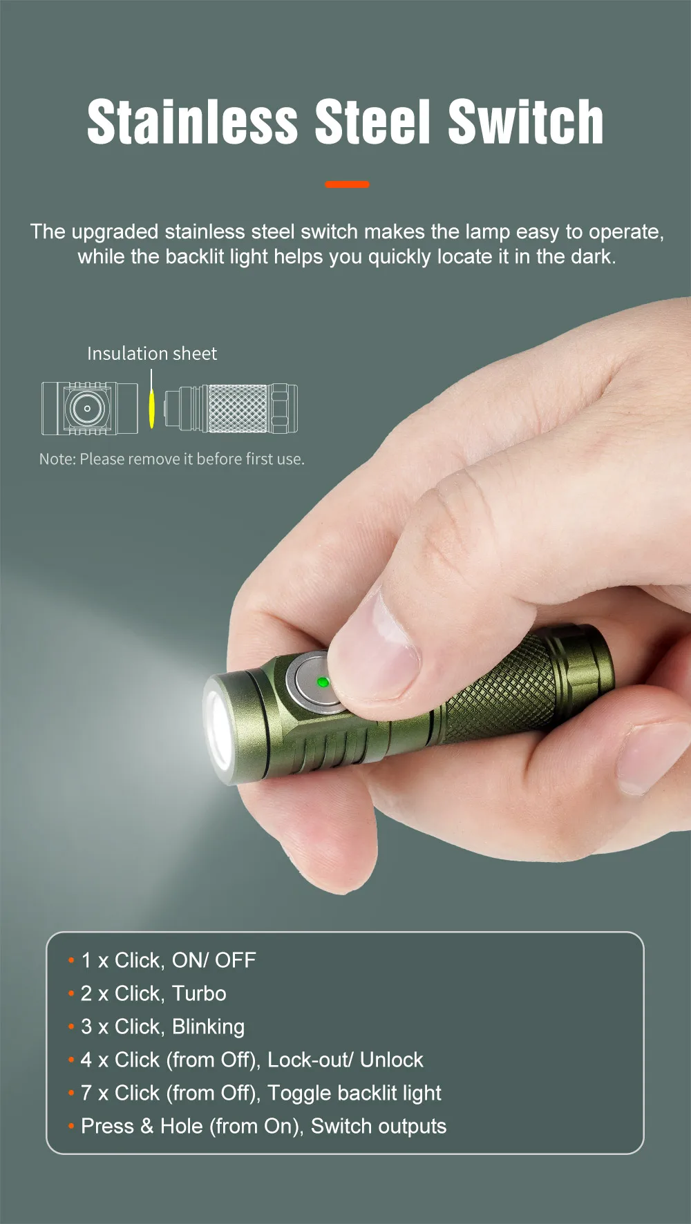 Lumintop FROG Taschenlampe USB TYPE C Taschenlampe mit 10750 Verlängerungsrohr Mini Schlüsselanhänger-Taschenlampe für EDC USB-Ladegerät 650 Lumen – Detail 6
