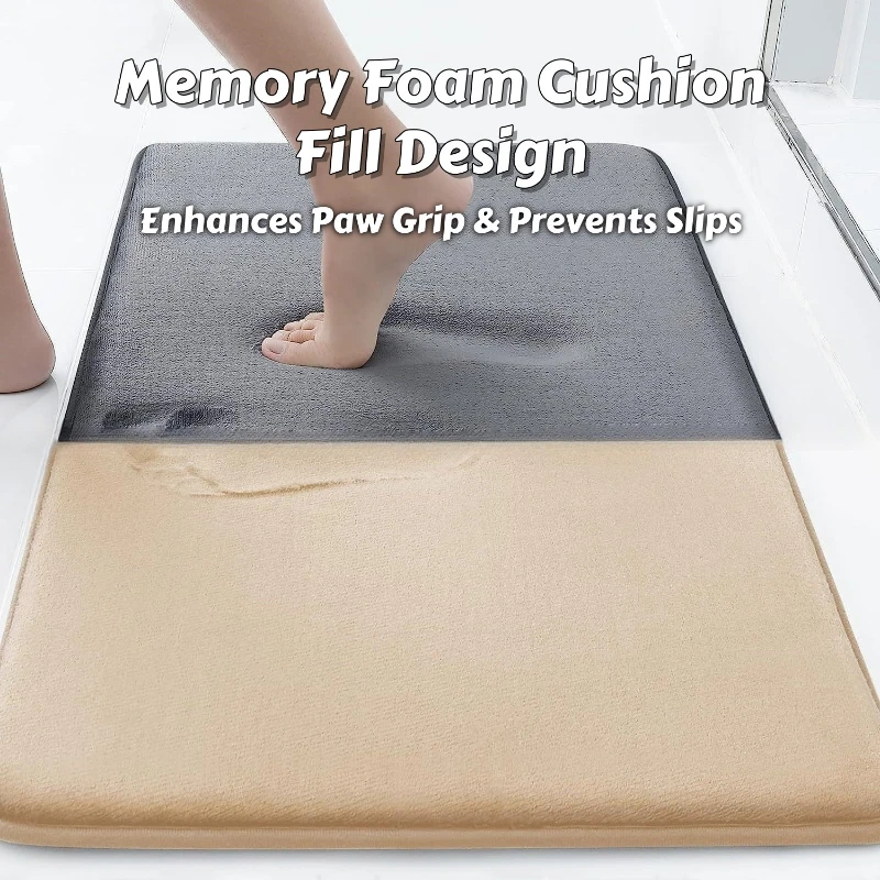 Memory Foam Pet-Proof Bath Mat – Absorbent Non-Slip Dog Accessories Rug for Bathroom/Entryway with Anti-Skid Base Dog Mattress