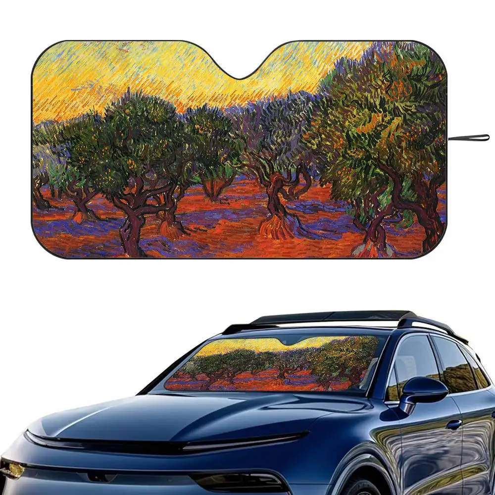 

V-Van G-Gogh Starry Night Car SunShade Windshield Foldable Three-layer Insulation Sunshade By Suction Cup Blocks UV Rays Sun