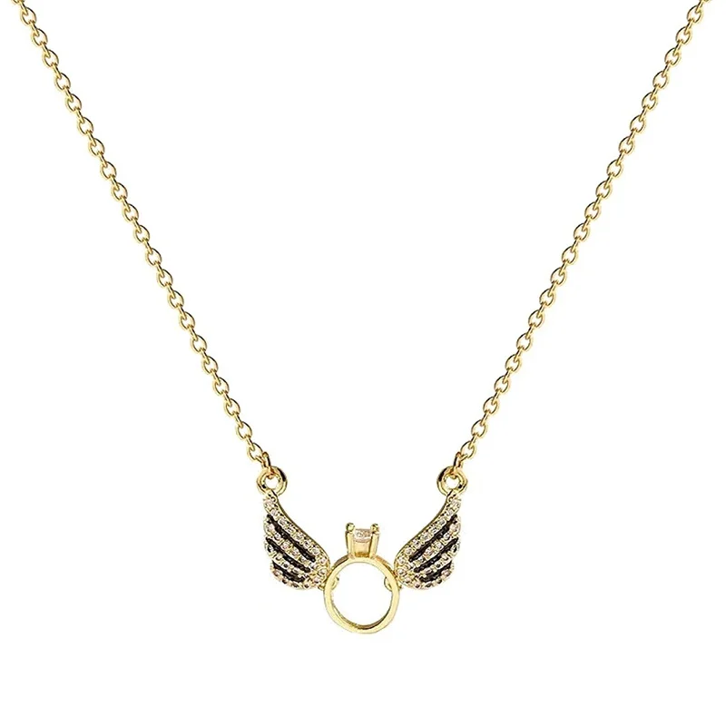 18K gold dynamic cloud wing full diamond angel wing fashionable versatile pendant AU750 women's necklace