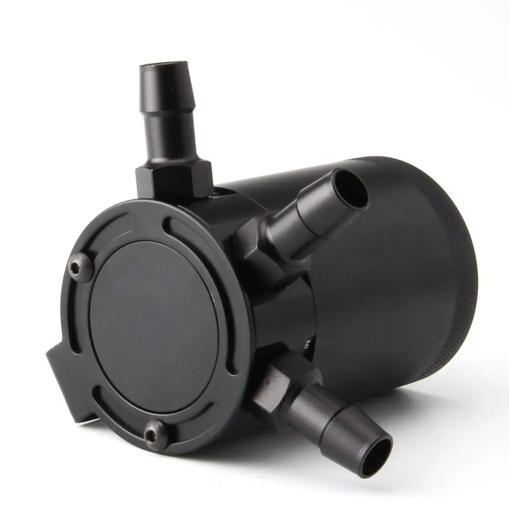 Aluminum Universal 3-Port Racing Oil Catch Can Tank Reservoir Air-Oil Separator Baffled 2 Inlets & 1 Outlet Auto Parts