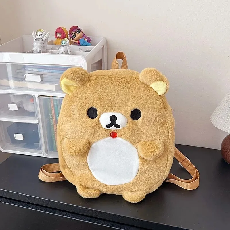 Rilakkuma Soft Plush Filling Backpack Shoulder Bag Adjustable Shoulder Strap Large Capacity Travel Storage Friend's Holiday Gift