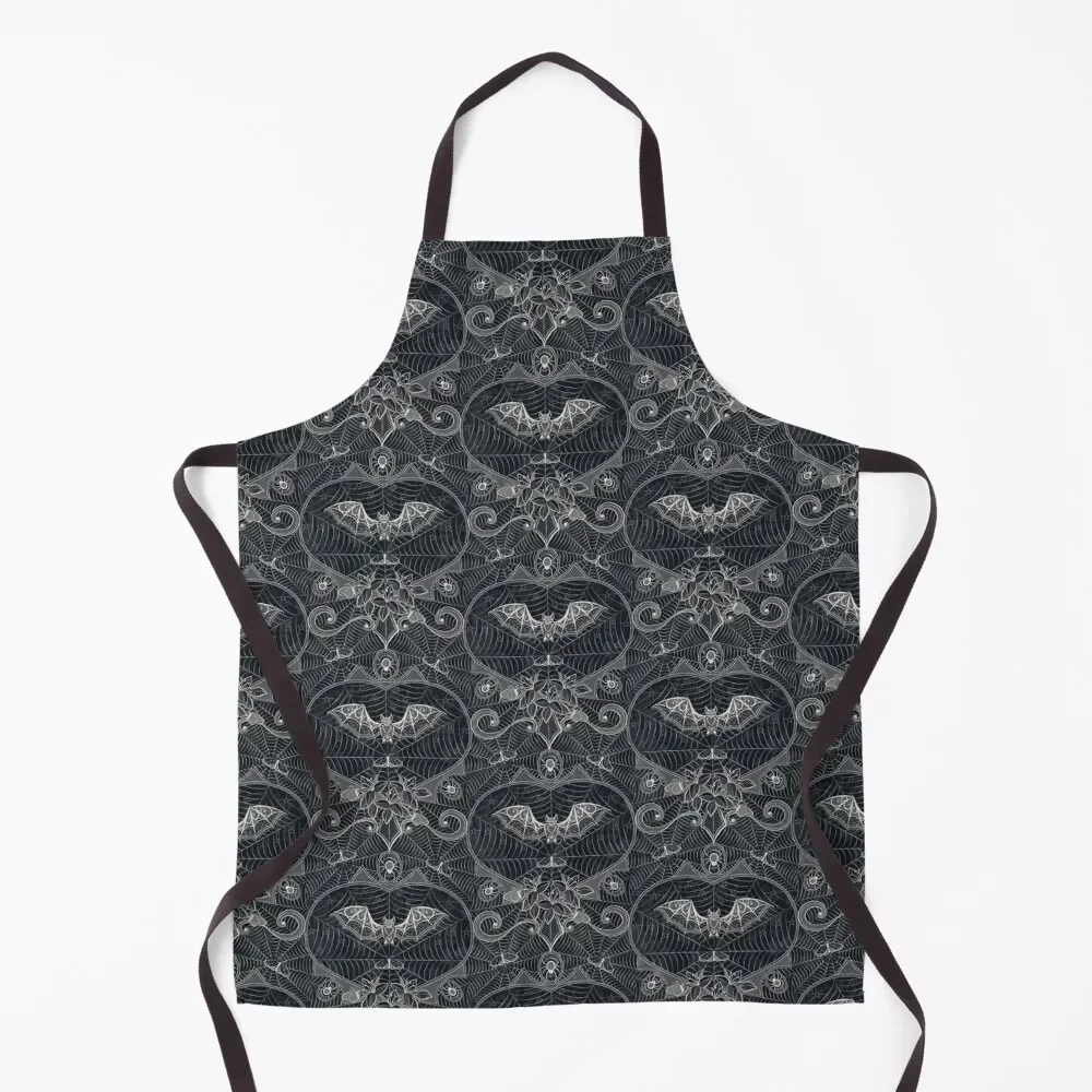 

Gothic Halloween Lace - Bats - Black Apron For Men christmas cook wear Apron