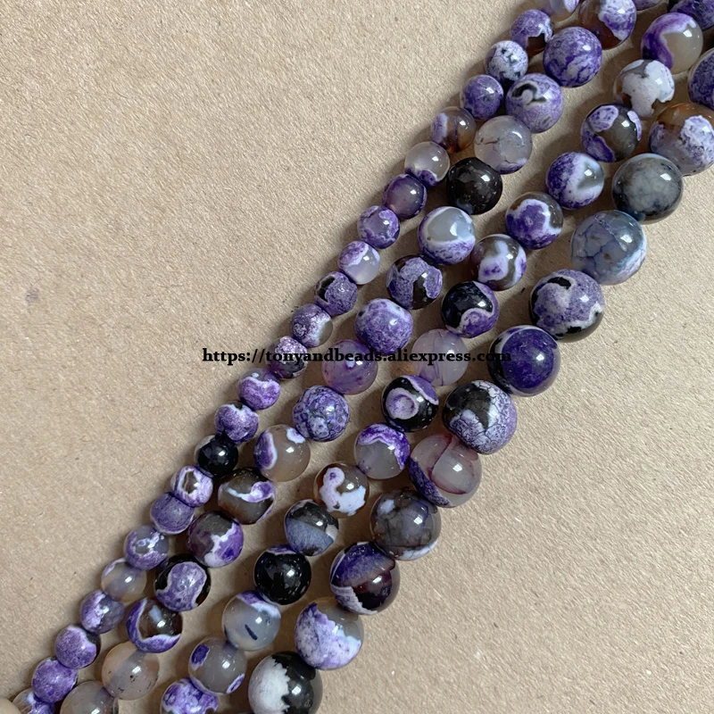 Natural Stone New Smooth Purple Fire Agate Round Loose Beads 4 6 8 10 12MM Pick Size for Jewelry Making DIY