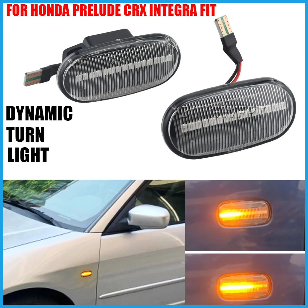 Side Marker Lamp For Honda CRV Accord Civic Jazz Fit Stream Integra DC5 Odyssey Acura 1994-2001 Dynamic LED Turn Signal Lights