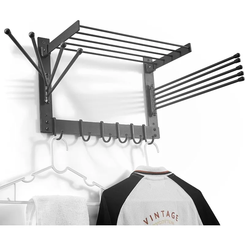 

Laundry Clothes Drying Rack - Wall-Mounted Steel Laundry Clothes Organizer - Dryer Racks for Laundry Drying -Swivel Towel Hanger